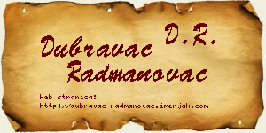 Dubravac Radmanovac vizit kartica